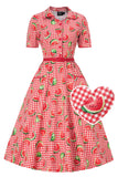 Penelope II Watermelon Gingham Midi Shirt Dress
