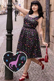 Amanda Black Dinosaur Print Swing Dress