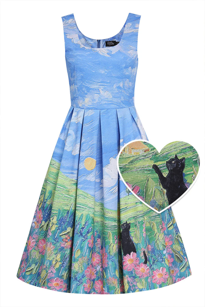 Amanda Whimsical Cat in Bloom Dress