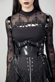 Women's Punk Buckles Mesh Underbust Corset- Black