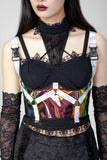 Women's Punk Buckles Mesh Underbust Corset- Holo