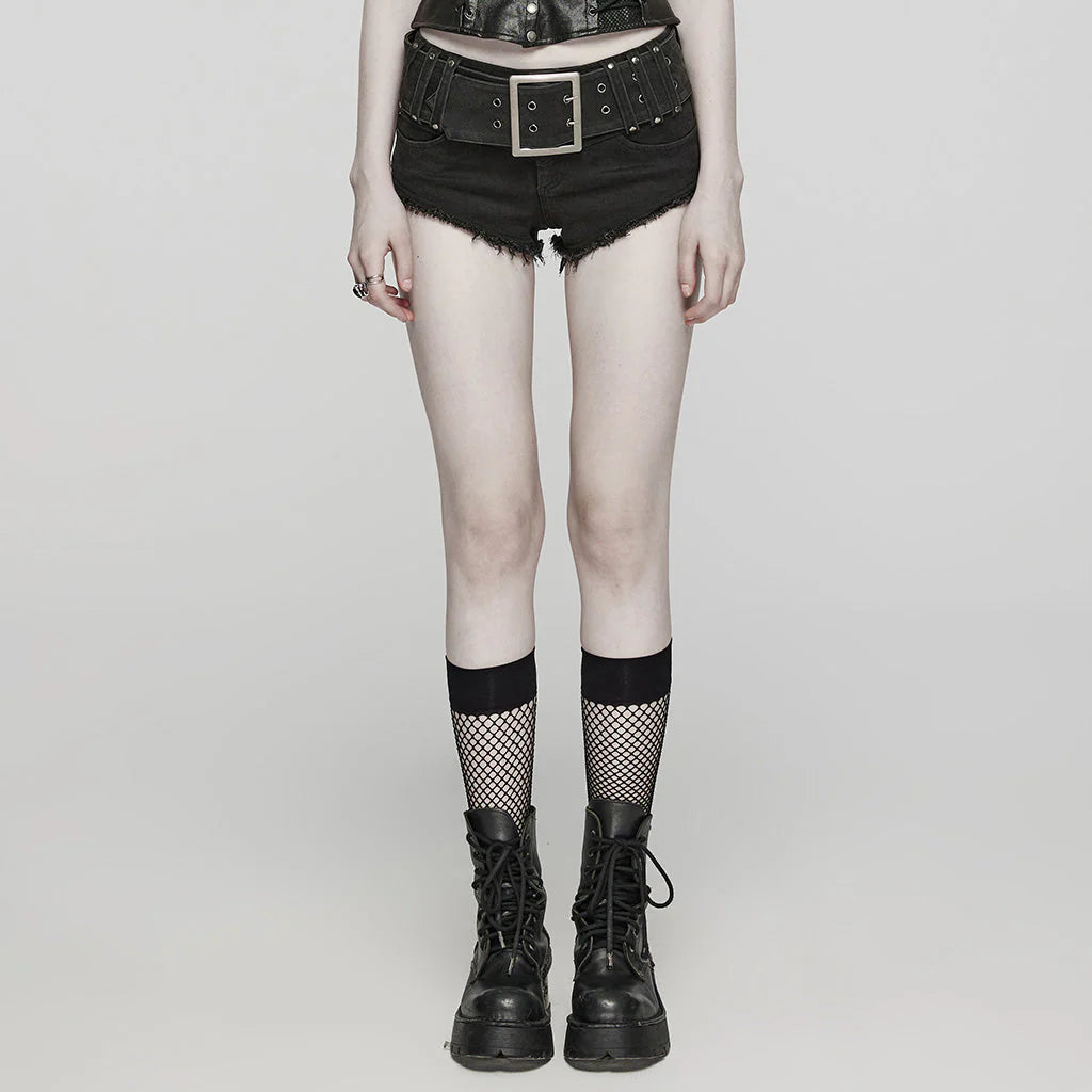 Edgy High-Waisted Distressed black Denim Punk Pants