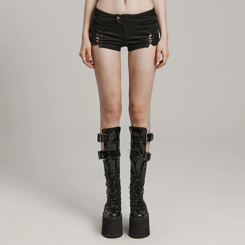 Edgy Low Waist Lace-Up Gothic Punk Pants