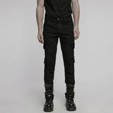Distressed Cargo Punk Pants with Tactical Style Pockets