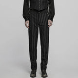 Gothic Striped Slim-Fit Steampunk Trousers