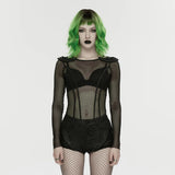 Gothic Mesh Punk Pants High Waist Fishnet Style Shorts