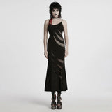Edgy Slashed Strappy Punk Maxi Dress with Mesh Panels