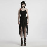 Edgy Asymmetrical Gothic Dress with Strappy Details