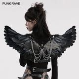 Black Feather Wing Harness with Chains Punk Accessories