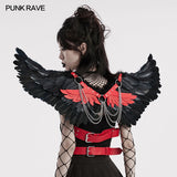 Red Feather Wing Harness with Chains Punk Accessories