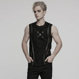 Edgy Mesh Gothic Punk Vests X-Design Black Top