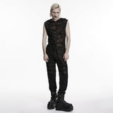 Shredded Mesh Hooded Gothic Punk Vests with Lace Up Detailing