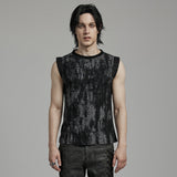 Gothic Grunge Sleeveless Distressed Tank Top- Gray