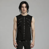 Mens black Studded Gothic Punk Tank Top
