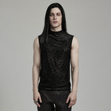 Dark Elegance Sleeveless Gothic Pattern Shirt