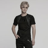 Edgy Buckle Accent Punk T-Shirts with Shoulder Details