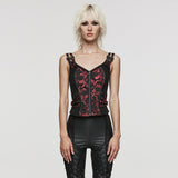 Steampunk Jacquard Waistcoat- Black/RD