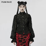 Punk Rave Gothic Lace Shirt Victorian Style black Blouse