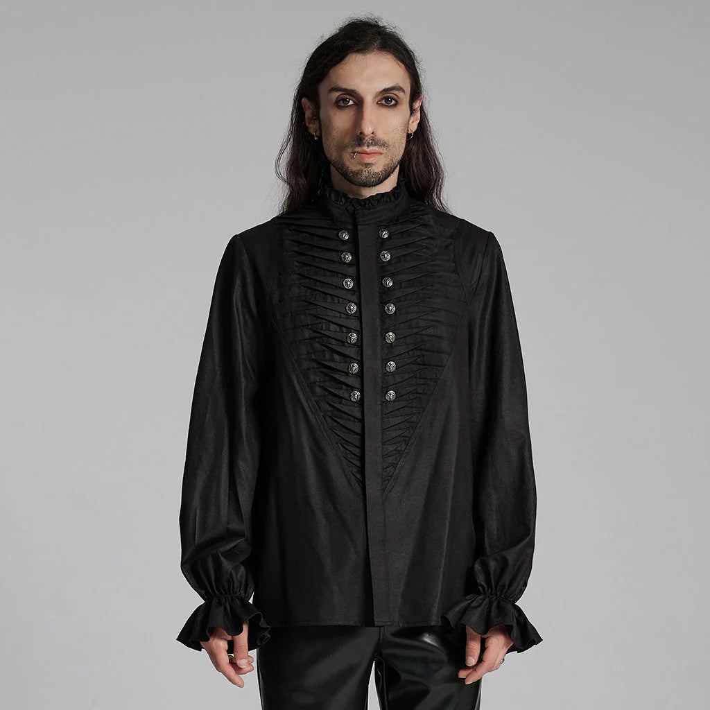 Gothic Pleated Ruffle Shirt Victorian Steampunk Style