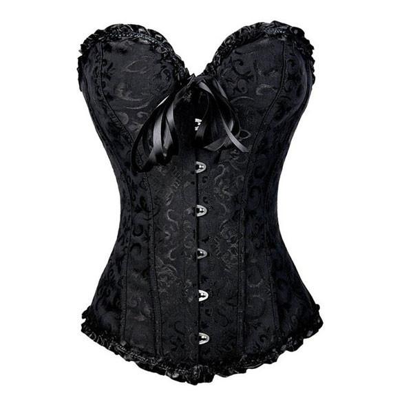 Fashion Satin Classic Sweetheart Brocade Overbust Corset