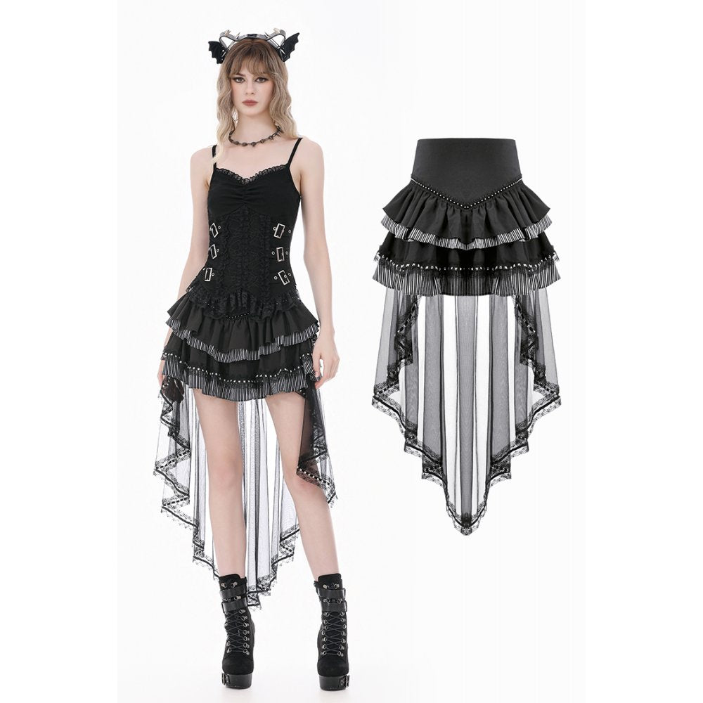Gothic Punk Vintage Layered Mesh Tail Skirt
