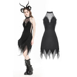 Devil net deep V -neck dress