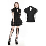 Gothic tattered cape mock two-piece blouse