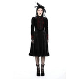 Gothic vampire black spelling out scarlet red velvet dress