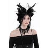 Gothic rose feather holloween sheep horn