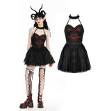 Gothic heartthrob little devil black mesh dress