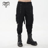 Punk Big-pocket Eyelets Jogger Pants with Strap Belt