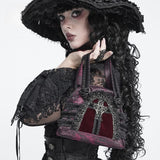 Women's Gothic Lace-Trimmed Rose Cross Bag Black-Red