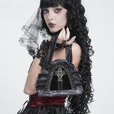 Women's Gothic Lace-Trimmed Rose Cross Bag Grey-Black