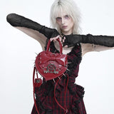 Women's Gothic Pentacle Spiked Heart-Shaped Handbag Red