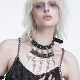 Women's Gothic Spiked Skull Choker Necklace