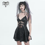 Pentagram Printed Hollow Out Lace up Suspender Skirt