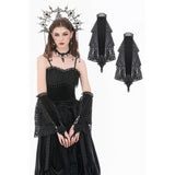 Gothic Vintage 3D Black Rose Lace and Velvet Patchwork Ring-Loop Arm Sleeves