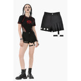 Asymmetry Rivet Punk Shorts with Leg Strap
