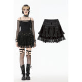 Punk Black Wide-Waistband Skirt