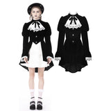 Gothic retro contrast frilly collar velvet jacket