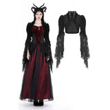 Gothic patterned velvet lace flared sleeves shrug