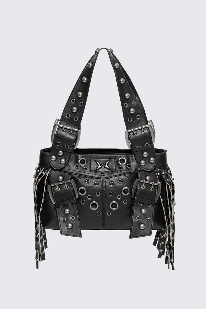 Fern Studded Fringe Shoulder Bag