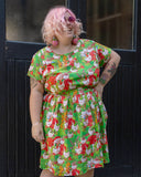 Run & Fly x The Mushroom Babes In The Geese Garden Stretch Belted Tea Dress with Pockets