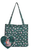 Green Bunny Print Canvas Tote Bag