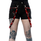 HONORA SHORTS - BLACK/RED CHECK