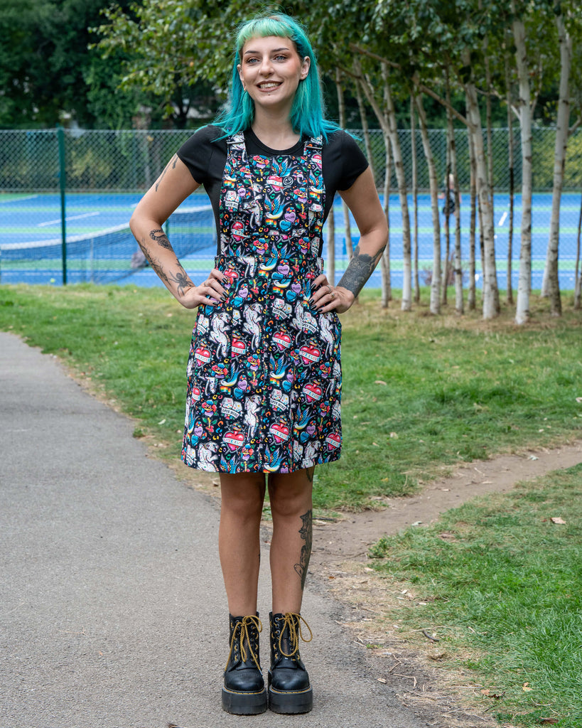 Rebel Romance PRIDE Tattoo Stretch Pinafore - Two Lengths 🏳️‍🌈