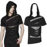 Punk Rave Short Sleeve Hoodie Catacomb with Rips