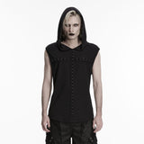 Men's Gothic D-rings Cross Hooded Tank Top