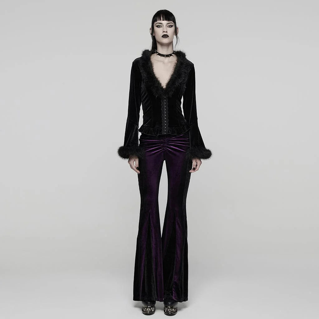 Elfa Purple Velvet Flared Trousers