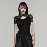 Women's Gothic Cutout Lace Short Sleeved Top